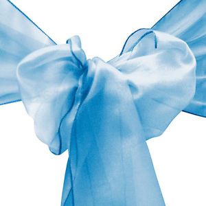 1 Baby Blue Organza Chair Cover Sash Bow Wedding Party