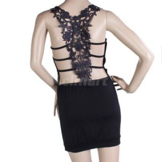 Sexy Lace Back Clubwear Clubbing Cocktail Party Ball Slim Mini Dress Black 03141