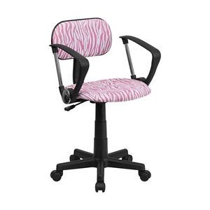 Flash Furniture Pink and White Zebra Print Computer Chair with Arms BT Z PK A GG