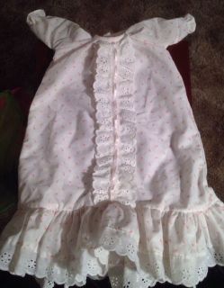 Lee Middleton Baby Doll Christening Gown Eyelet Trim Pink Roses Buds