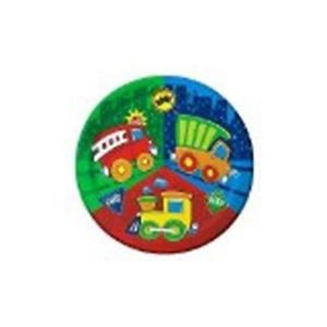 Train Truck Construction Pals Dinner Plates Baby Boy Birthday Party Supply 8 Ct