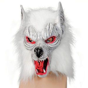 Adult Rubber Mask Halloween Full Head Fancy Dress Werewolf Were Wolf White