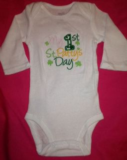 My First St Patricks Day Baby Girl Onesie New Boutique 3 Months Long Sleeve