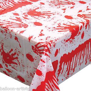 106"x54" Halloween Horror Bloody Handprints Blood Splatter Plastic Table Cover