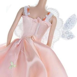 Lovely Flower Princess Party Dress Gown w Sequin for Barbie Doll Light Peach