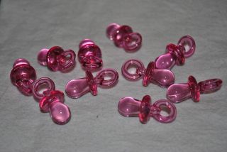 Baby Shower Favors 10 Hot Pink Acrylic Dummy Pacifiers
