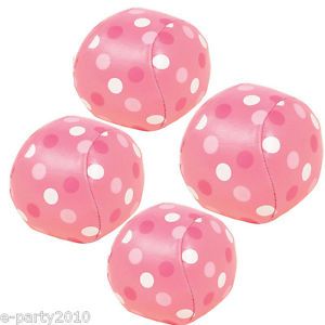 4 Pink Polka Dot Small Soft Balls Baby Shower Favors Birthday Party Supplies