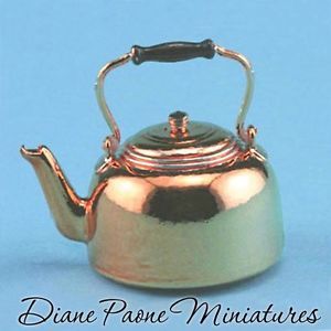 Modern Copper Tea Kettle Dollhouse Miniature Kitchen Food Drinks