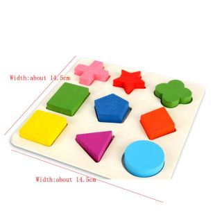 Wooden Geometry Block Puzzle Montessori Early Learning Kid Baby Educational Toy