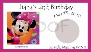 Birthday Minnie Mouse Cluhouse Scratch Off Cards Favor