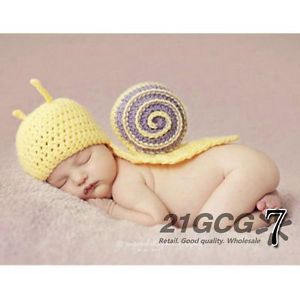 Baby Girl Boy Newborn Infant Snail Knit Crochet Clothes Outfit Photo Prop CA1001