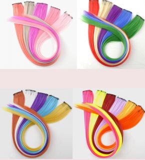 Fashion Straight Colored Clips in Hair Piece Extension Cosplay 25 Colors