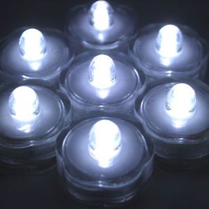 12 White Waterproof Submersible LED Candle Light Fountain Wedding Party Xmas
