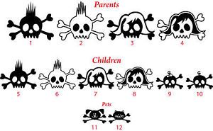Stickers Decals Skull Family Crossbones Cross Bones