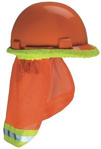 MSA 10098031 HiViz Orange Cooling Fabric Hard Hat Sunshade w Reflective Striping