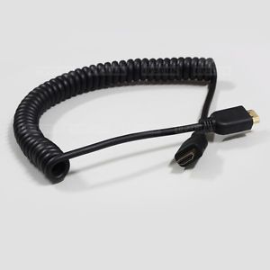 Coiled HDMI to HDMI Cable Fr DSLR Rig Rigs Rail System Stabilizer LCD Monitor HD
