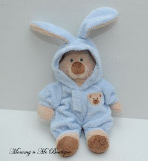 Ty Pluffies Blue PJ Pajamas Bunny Ears Bear Plush Toy