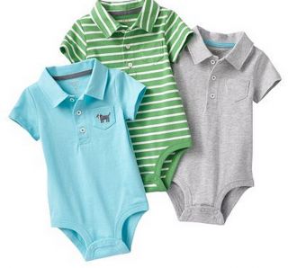 Carters Baby Boy Clothes 3 Bodysuits Green Gray Blue 3 6 9 12 18 24 Months