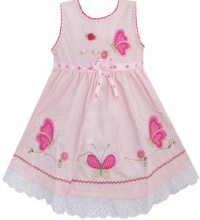 Baby Girls Dress Butterfly Trimmed Sundress Pink Kids Clothes Size 12M 3 New