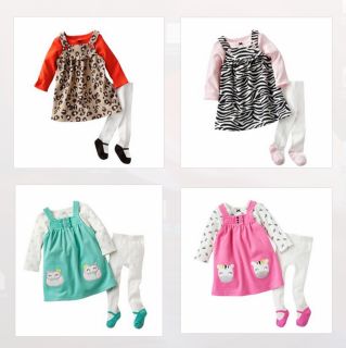 Carters Baby Girl Clothes 3 Piece Dress Set Fleece 3 6 9 12 18 24 Months