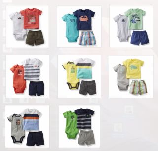 Carters Baby Boy Summer Clothing 3 Piece Shorts Set NB 3 6 9 12 18 24 Months