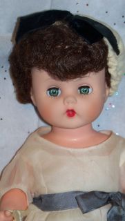Vtg 1950s 1960s Drink Wet Vinyl 14" Baby Doll Rooted Brown Hair Clothes Sleepy