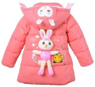 New Kids 3D Rabbit Hoodies Coat Boys Girls Winter Warm Quilted Snowsuit Costume