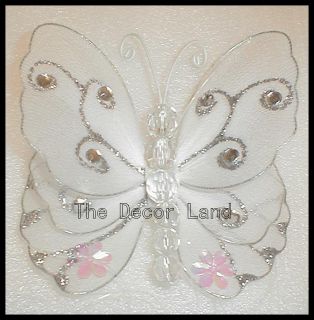 5" White Layered Hanging Butterfly Wedding Party Decor Girls Room Baby Shower