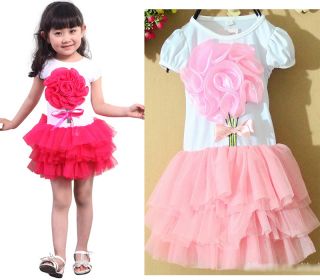 Baby Girl Dress Tutu Pink Rose Red Dancing Party Kids Clothes Sz 9 15 YAZ01