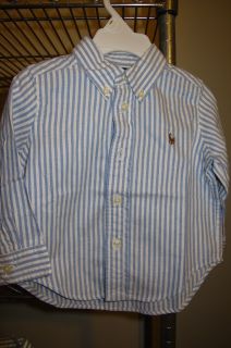 Ralph Lauren Polo Infant Boy Blake Oxford Dress Shirt Blue Pink 12M 18M 3 3T 36M
