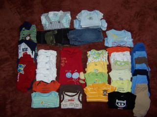 Lot of 40 Pieces of Baby Boy Clothing Size Newborn Excellent Condition