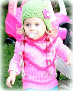 Toddler Baby Girl Crochet Beanie Winter Handmade Flower Hat Tassel Photo Prop UK