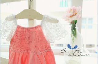 Kids Clothing Girls Fashion Short Lace Sleeves Flower Cotton Skirt Dresses sz2 7