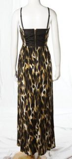 Kardashian Kollection KK Brushstroke Leopard Print Strapless Maxi Dress Sz M