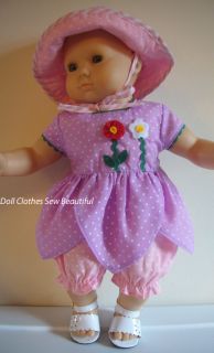 Doll Clothes Fits Bitty Baby Polka Dot Dress Bloomers Hat Sweet