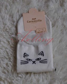 2 Pairs Hot Women Girls Lace Ruffle Cotton Ankle Socks Lovely Cat Boot Stockings