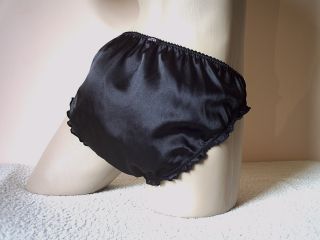 Soft Silky Black Satin 'N' Baby Pink Frilly French Maids Knickers Panties M L