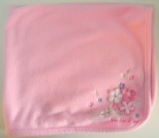 Carters Bunches of Love Pink Fleece Baby Blanket 1 Year