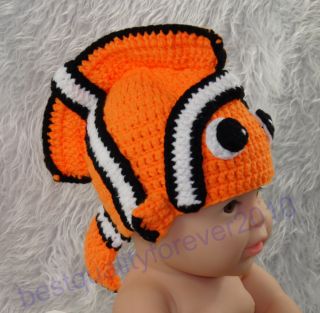 Newborn Baby Boy Girl Clown Fish Crochet Knit Hat Cap Photography Photo Prop K11
