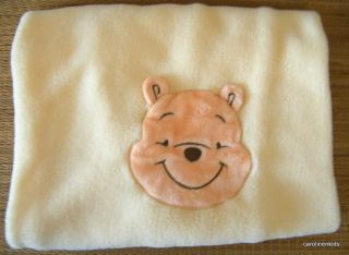 Yellow Winnie The Pooh Baby Security Blanket Face Head Ultra Soft Boa Plush