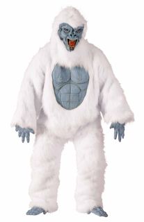 Adult Abominable Snowman Yeti Jumpsuit Costume Scary Furry Snow Monster Mens New