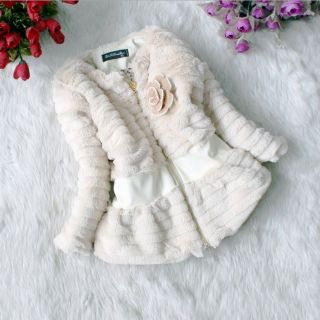 Baby Toddler Girls Faux Fur Fleece Zipper Lined Coat Kids Winter Warm Jacket