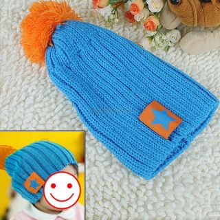 Baby Children Hand Knitting Wool Crochet Kids Cap Big Ball Hat Beanie 4 Colors