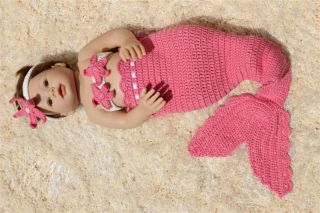 New Cute Handmade Knit Mermaid Tail Headband Newborn Baby Photo Prop 0 6month