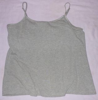 Womens Gray Stretchy Cami Tank Top Adjustable Spaghetti Straps Size M