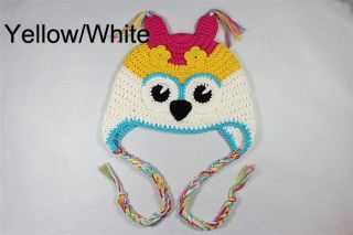 Cute Handmade Baby Toddler Owl Hat Beanie New Yellow White 2 3Year Photo Prop
