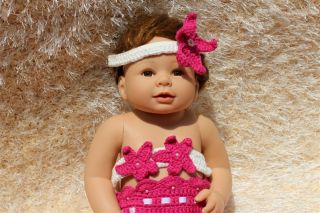 Handmade Crochet Knit Mermaid Tail Headband Newborn Baby Photo Prop Hot Pink