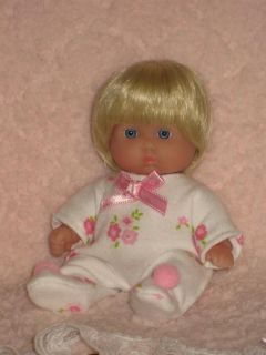 OOAK Berenguer 5" Baby Girl Blonde Hair Blue Eyes PJs Hat Blanket Ducks Ball Set