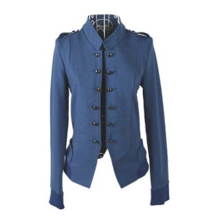 New Women's Graceful Solid Color Stand Up Stand Neck Double Breasted Jacket