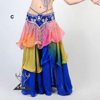 Belly Dance Costume Colourful Skirt Imitated Silk 3LAYERS Circles